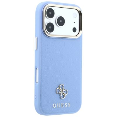 4. Guess Saffiano Small 4G & Classic Logo MagSafe Hülle für iPhone 18 Pro Max / 17 Pro Max - Hellblau