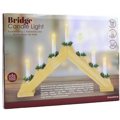 5. Adventskerzenhalter aus Holz, 7 Lichter, batteriebetrieben
