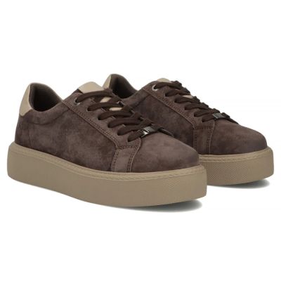 5. Damen-Plateau-Sneaker aus Leder, braun, Filippo DP6119