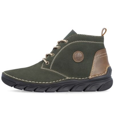 3. Gefütterte grüne Damen-Ankle-Boots aus Leder von Rieker (Modell 55036-54)