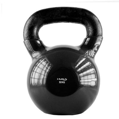 4. HMS BLACK KNV32 vinylbeschichtete Kettlebell aus Gusseisen 