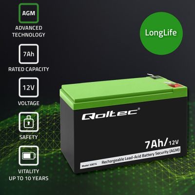 2. QOLTEC AGM-AKKUMULATOR 12 V | 7 AH | MAX. 105 A | SECURITY