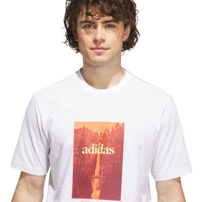 4. adidas Herren-T-Shirt mit Wasserfallgrafik, weiß, KH0398