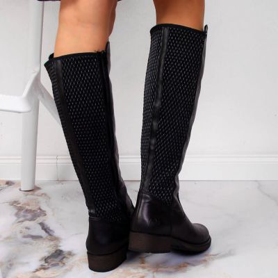 16. Rieker W Z9591-00 schwarze Lederstiefel 