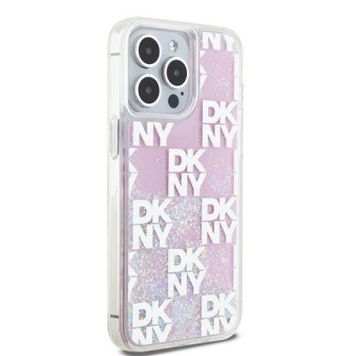 4. DKNY Liquid Glitter Multilogo Hülle für iPhone 15 Pro Max – Pink