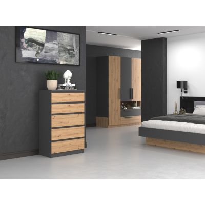 Kommode M5 70x40xH112 Anthrazit/Handwerkerstil