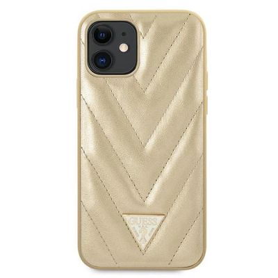 3. Guess GUHCP12SPUVQTMLBE iPhone 12 mini 5,4" Gold/Gold Hardcase V-Quilted Collection