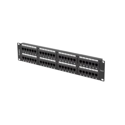 8. LANBERG Patchpanel, 48 Ports, 2 HE, Cat.6, Schwarz, PPU6-2048-B
