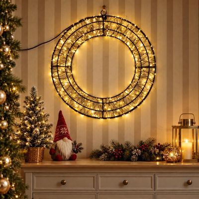 7. Dekorativer Weihnachtskranz „Reifen“ mit 480 LEDs, 38 cm, schwarz