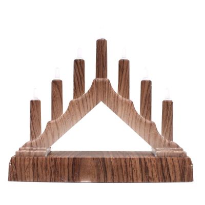 3. Adventskerzenhalter 15,5 x 3,2 x 13,5 cm, 7 LEDs, batteriebetrieben, Ahorn