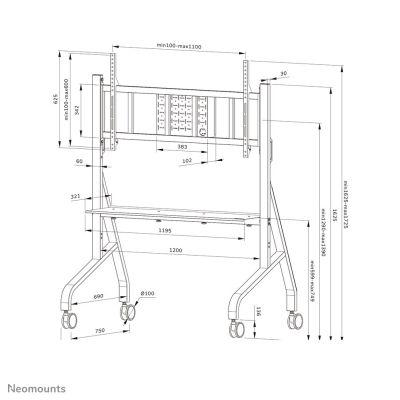 22. Neomounts FL50-575BL1 Multimedia-Ständer Schwarz Multimedia-Karten-/Medienwagen