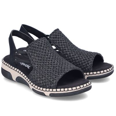 3. Bequeme schwarze Plateau-Sandalen für Damen Rieker 66241-00