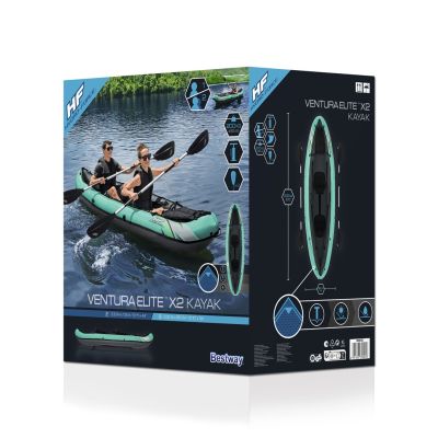25. Bestway 65052 / 24 Sport Kajak 2-Sitzer Schwarz, Grün, Grau, Mint Acrylnitril-Butadien-Styrol (ABS), Nylon, Polyester, Polypropylen (PP), Polyvinylchlorid (PVC) Aufblasbares Kajak