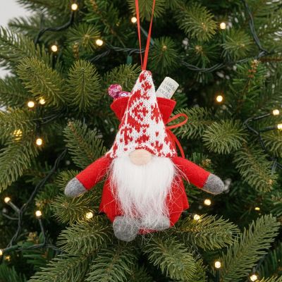 10. Dekorativer Weihnachtsmann mit Geschenktüte, 15 cm, rot