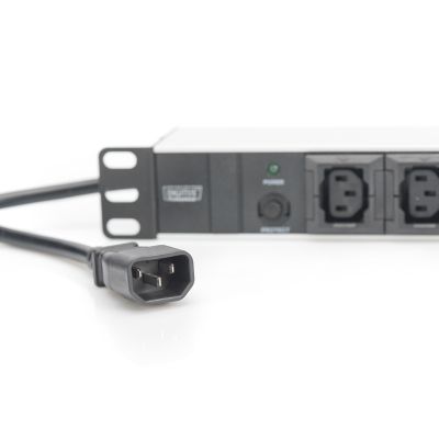 11. Digitus PDU 19" Rackmount-Steckdosenleiste, 10 x C13-Steckdosen, 2,0 m, 1 x C14-Stecker, 10 A, Überlastschutz, Aluminiumprofil