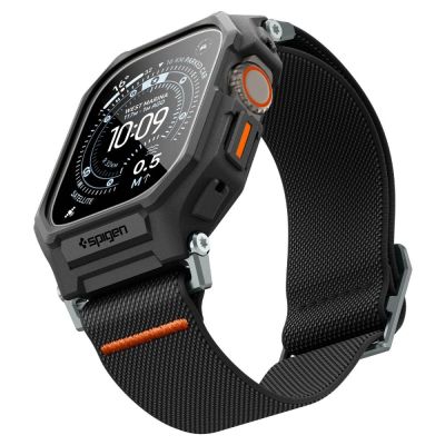 4. Spigen Lite Fit Pro Armband + Displayschutzfolie aus gehärtetem Glas für Apple Watch Ultra 49 mm – Schwarz