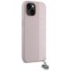4. Karl Lagerfeld Saffiano Rhinestones & Charm Hülle für iPhone 15 / 14 / 13 – Rosa