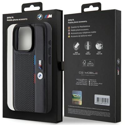 8. BMW Perforated Tricolor Line Hülle für iPhone 15 Pro – Schwarz