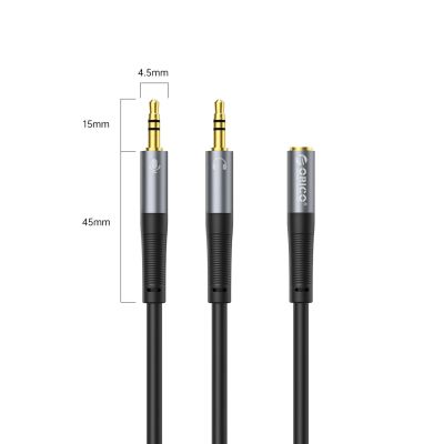 2. Orico AX1 Audioadapter, Mini-Klinkenstecker (3,5 mm), Kopfhörer- und Mikrofon-Splitter, 0,5 m – Schwarz