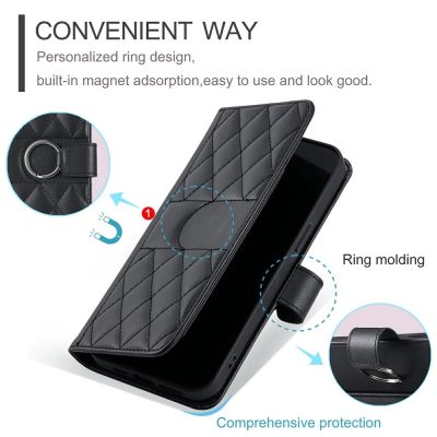 6. Samsung Galaxy A37 5G Leder-Wallet-Case mit Ständer und Schultergurt – Schwarz