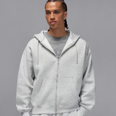 Air Jordan Brooklyn Fleece-Kapuzenpullover für Herren mit durchgehendem Reißverschluss, Grau - IB7231-050