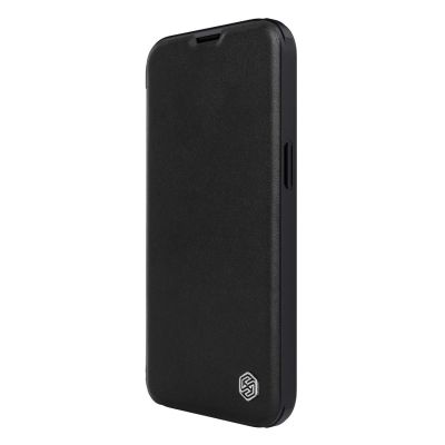 7. Nillkin Qin Leder Pro Hülle iPhone 14 Plus Kamerahülle Holsterhülle Klapphülle Schwarz