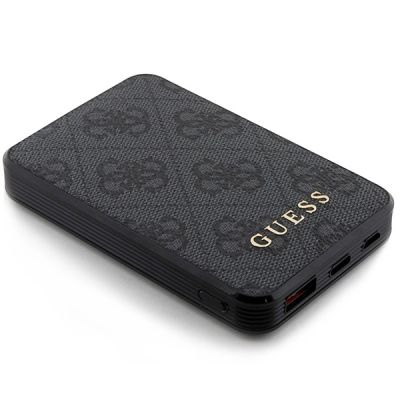 3. Guess Powerbank 15W GUPB5LP4GEGK 5000mAh schwarz/schwarz 4G Leder Metall Logo