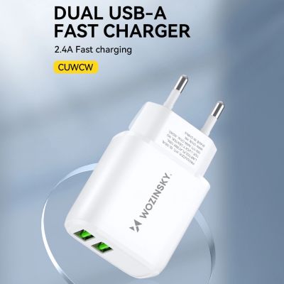 6. Wozinsky CUWCW 2.4A 2 x USB-A Wandladegerät - Weiß