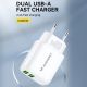 6. Wozinsky CUWCW 2.4A 2 x USB-A Wandladegerät - Weiß