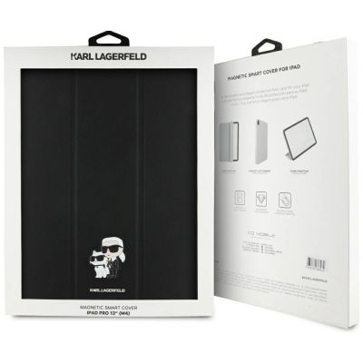 7. Karl Lagerfeld Saffiano Magnetische Karl & Choupette iPad Pro 13" 2024 Buchcover-Hülle - Schwarz