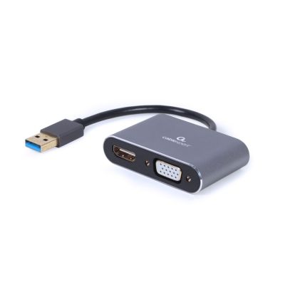 I/O-Adapter USB3 auf HDMI/VGA/Grau A-USB3-HDMIVGA-01 GEMBIRD