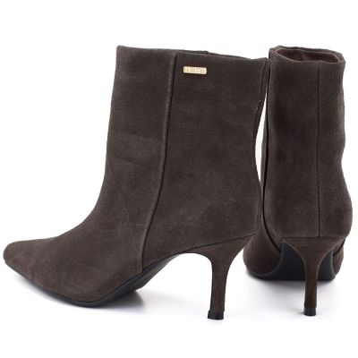 5. Damen-Ankle-Boots aus Leder mit niedrigem Absatz, Wildleder, braun, Big Star UU274492