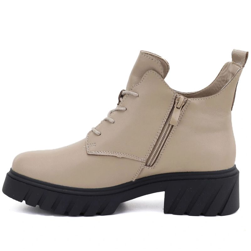 7. Beigefarbene Damen-Ankle-Boots aus Leder mit Plateau, Modell M.Daszyński SFY2502-11ac