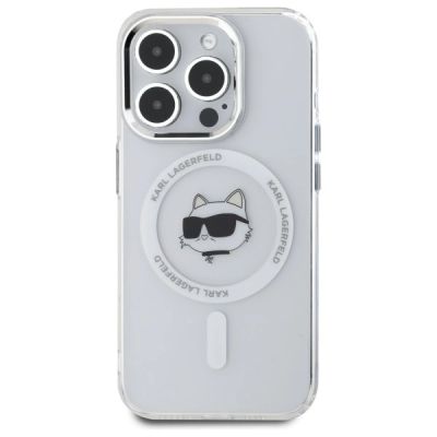 3. Karl Lagerfeld IML Metal Choupette Head MagSafe iPhone 15 Pro Hülle - Weiß