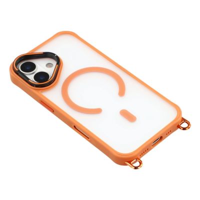 5. iPhone 17 Hülle mit verstellbarem Schultergurt und MagSafe-kompatiblem Kamerarahmen als Ständer – Orange