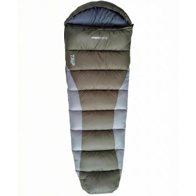 6. TRIP GRÜN-GRAUER TOURISTEN-SCHLAFSACK MIT KOMPRESSIONSFÖRMIGER PACKUNG 210X80X50CM ENERO CAMP