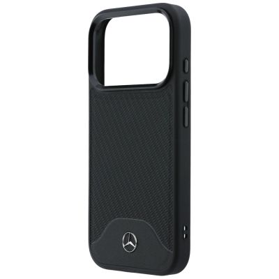 6. Mercedes Leder-Holzoptik- und Curve MagSafe-Hülle für iPhone 17 Pro Max – Schwarz