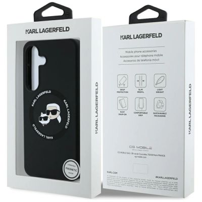 8. Karl Lagerfeld Silikon Double Heads And Circle MagSafe Samsung Galaxy S25 Plus Hülle schwarz