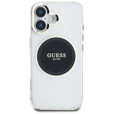 3. Guess IML Metal Colored Circle Classic Logo MagSafe Hülle für iPhone 16 - Schwarz