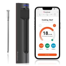 Meatmeet S Pro Küchenthermometer mit Bluetooth-App für Grill, Backofen, Smoker – Grau