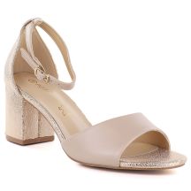 Damen-Sandalen mit Absatz in Beige und Gold, Modell Potocki LE20339
