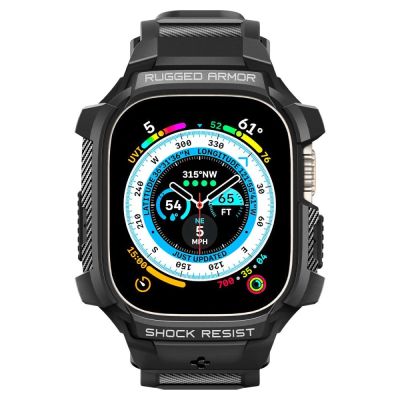3. Spigen Rugged Armor Pro Gehäuse mit Armband für Apple Watch Ultra (49 mm) – Schwarz
