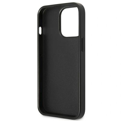 7. Guess Saffiano Triangle Logo Kartenfach Hülle für iPhone 13 / 13 Pro - Schwarz