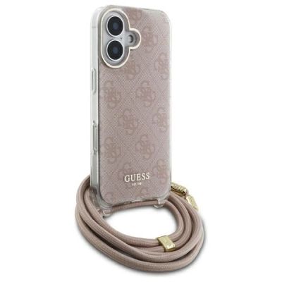 2. Guess Crossbody Cord 4G Print Hülle für iPhone 16 – Rosa