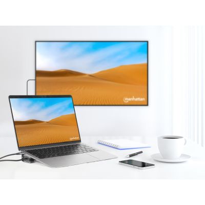 Manhattan 190398 Kabelgebundene Dockingstation USB 3.2 Gen 1 (3.1 Gen 1) Typ-C Grau