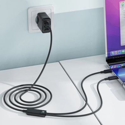 6. Acefast C5 USB-C – USB-C / USB-C 2in1 100 W 480 Mbit/s Kabel – Schwarz