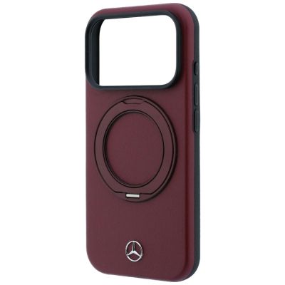 6. Mercedes Leather with Ring Stand MagSafe Hülle für iPhone 18 Pro / 17 Pro – burgunderrot