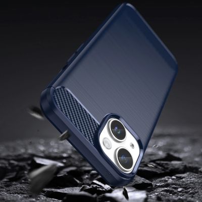 3. Carbon Case iPhone 14 Hülle flexible Gel Rückseite blau