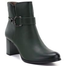 Gefütterte Damen-Ankle-Boots mit Absatz, grün, M.Daszyński SA125-32