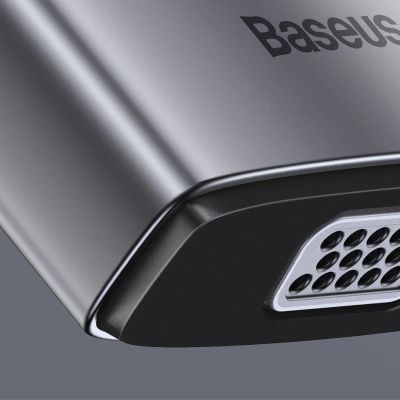 25. Baseus Metal Gleam 11in1 multifunktionaler USB Type C HUB - 3x USB 3.2 Gen 1 5Gbps / USB Type C PD 100W / 3,5 mm Miniklinke AUX / VGA Full HD 60Hz / 2x HDMI 4K 30Hz / TF- und SD-Kartenleser / RJ45 1Gbps grau (CAHUB -CT0G)